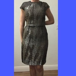 Elegant silk dress with platinum lace